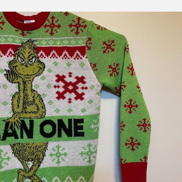 The Grinch Ugly Christmas Sweater UCS Striped Holiday Ribbed Knit Men's Size L - Picture 3 of 6